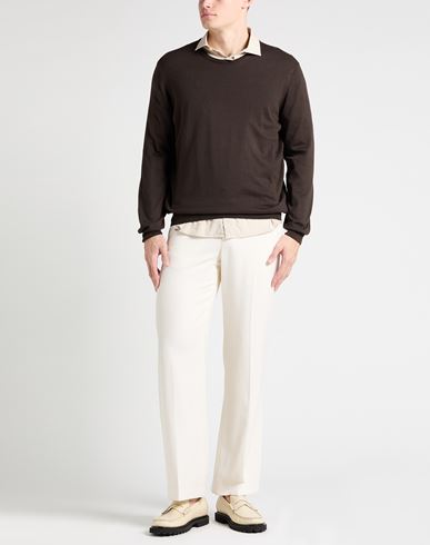 Rossopuro Man Sweater Dark brown Size 7 Cotton