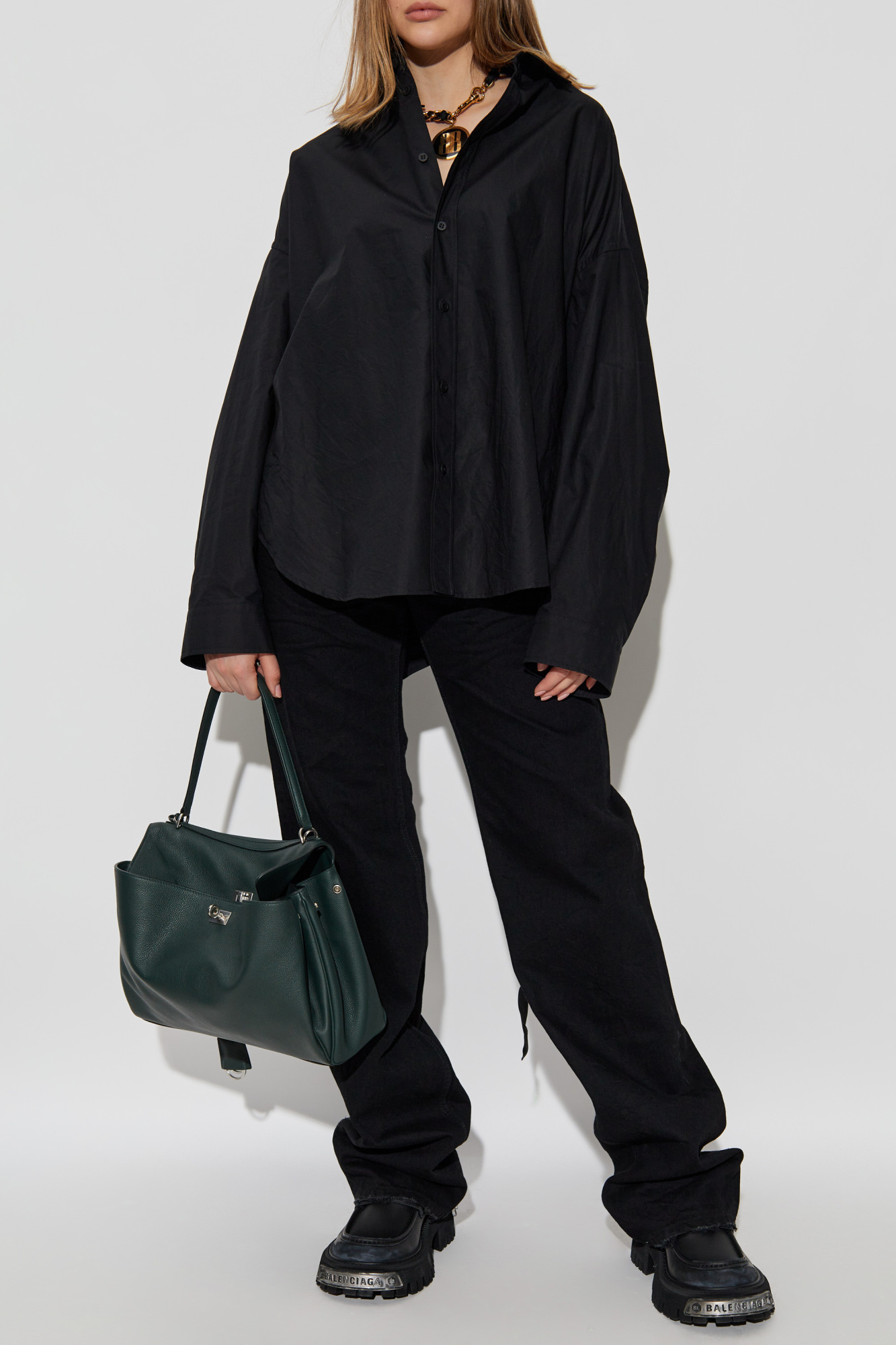Balenciaga Oversize Shirt, Women's, Black
