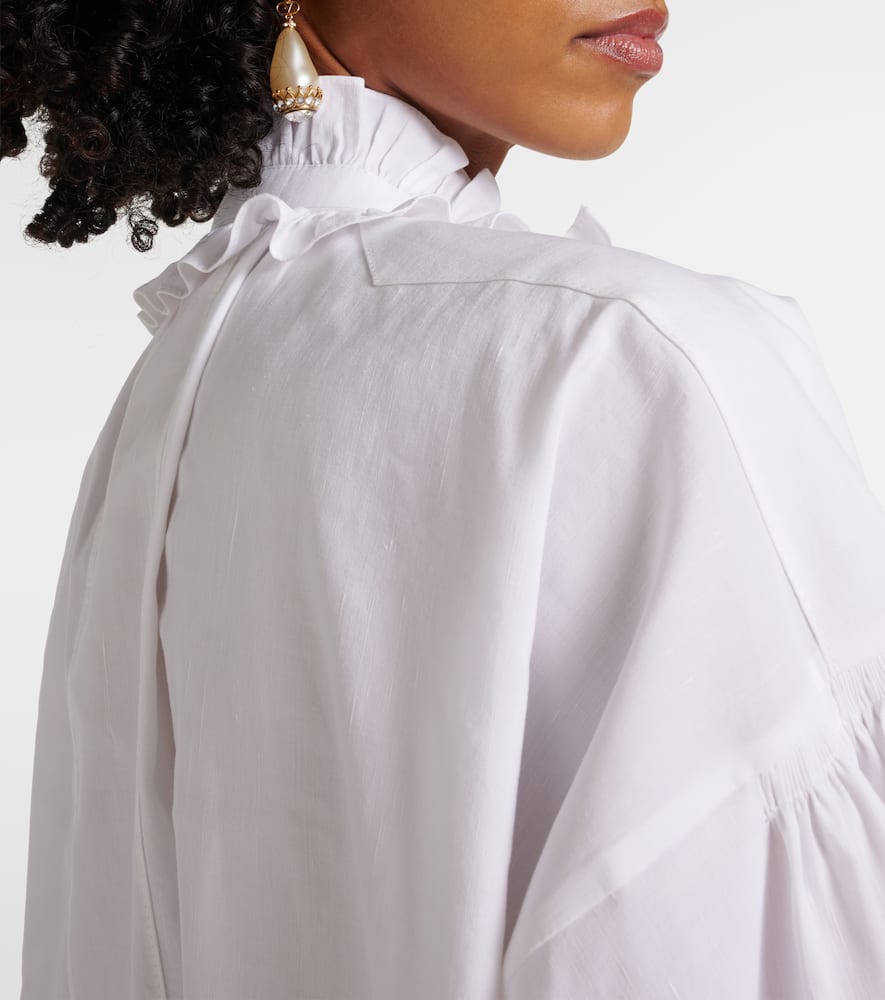 Ruffled cotton, linen, and silk minidress