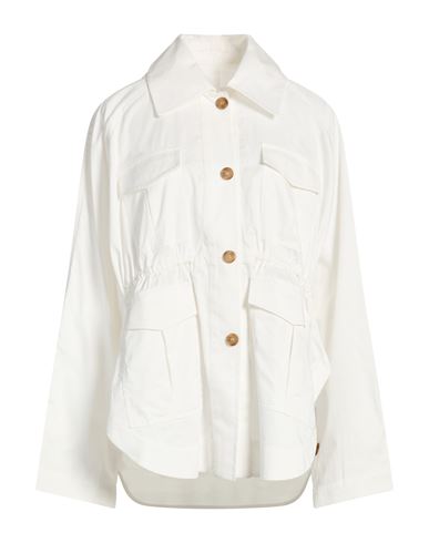Woman Overcoat & Trench Coat Ivory Size 2 Cotton