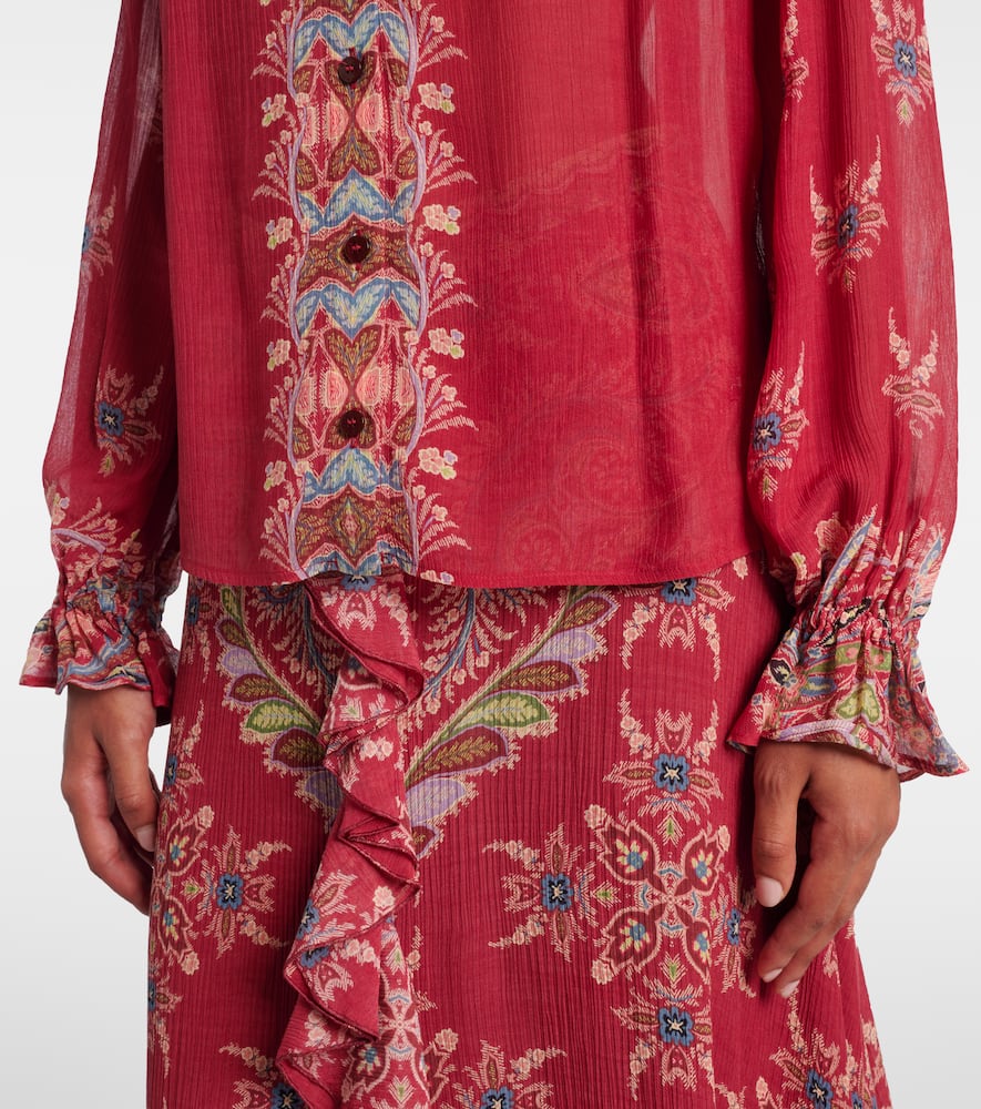 Printed crepon blouse