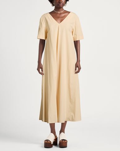 Woman Midi dress Beige Size 10 Cotton