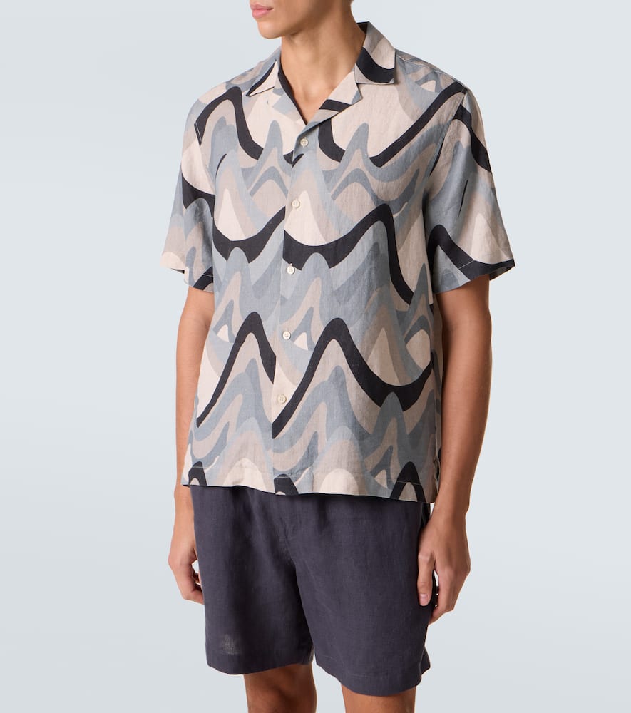 Roberto printed linen bowling shirt