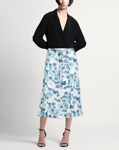 Woman Midi skirt Azure Size 12 Silk, Cotton
