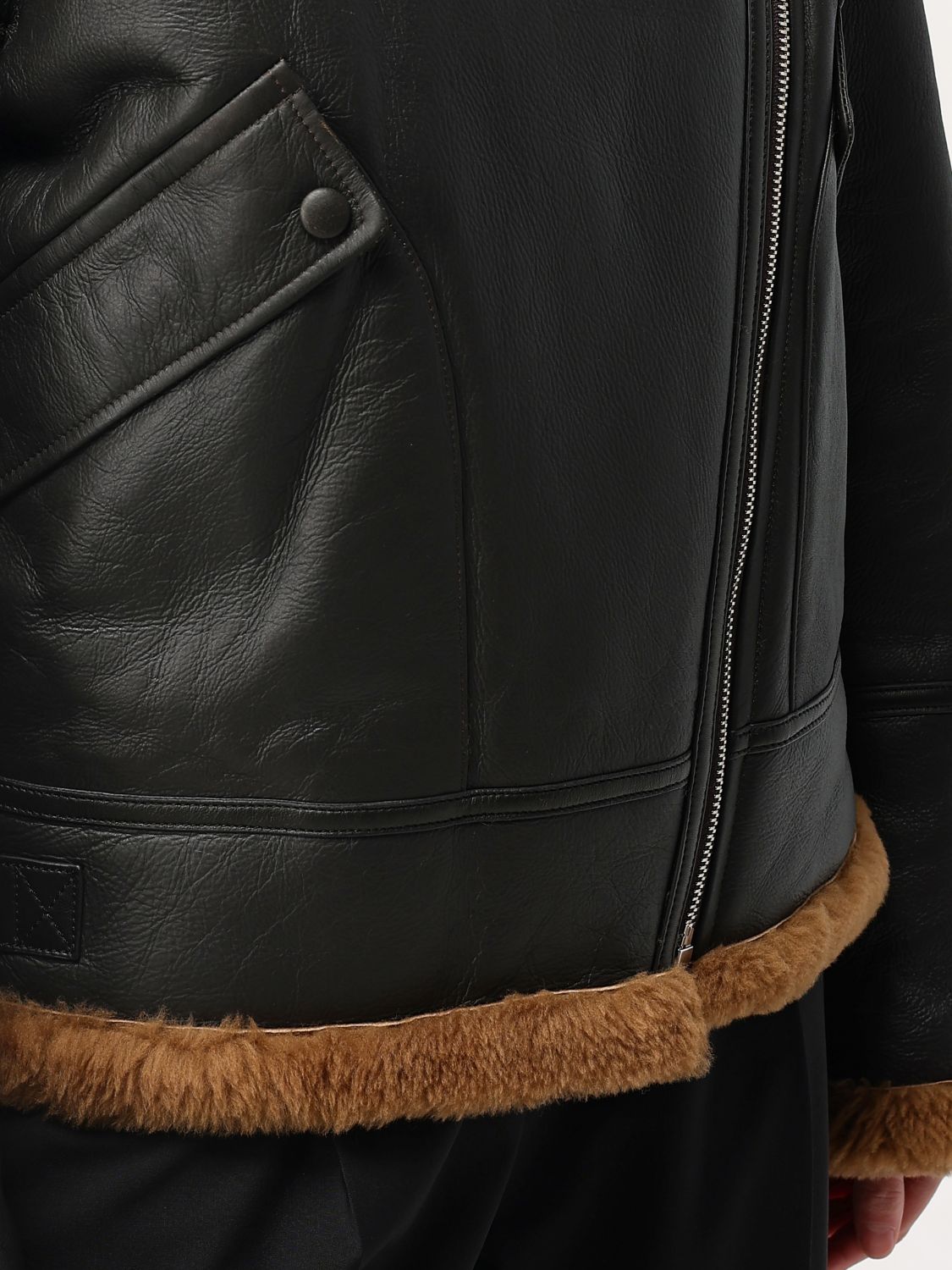 Zip-up leather jacket - Brown