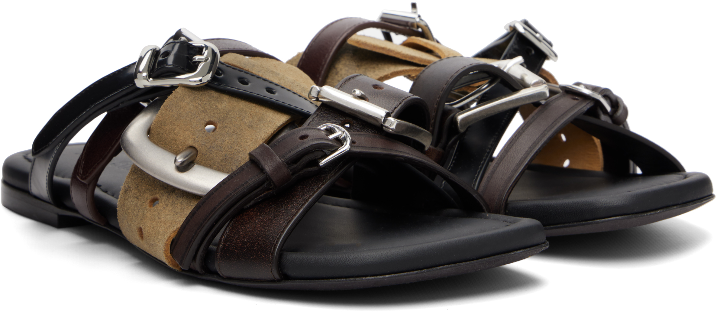 Brown Leather Belts Strap Sandals