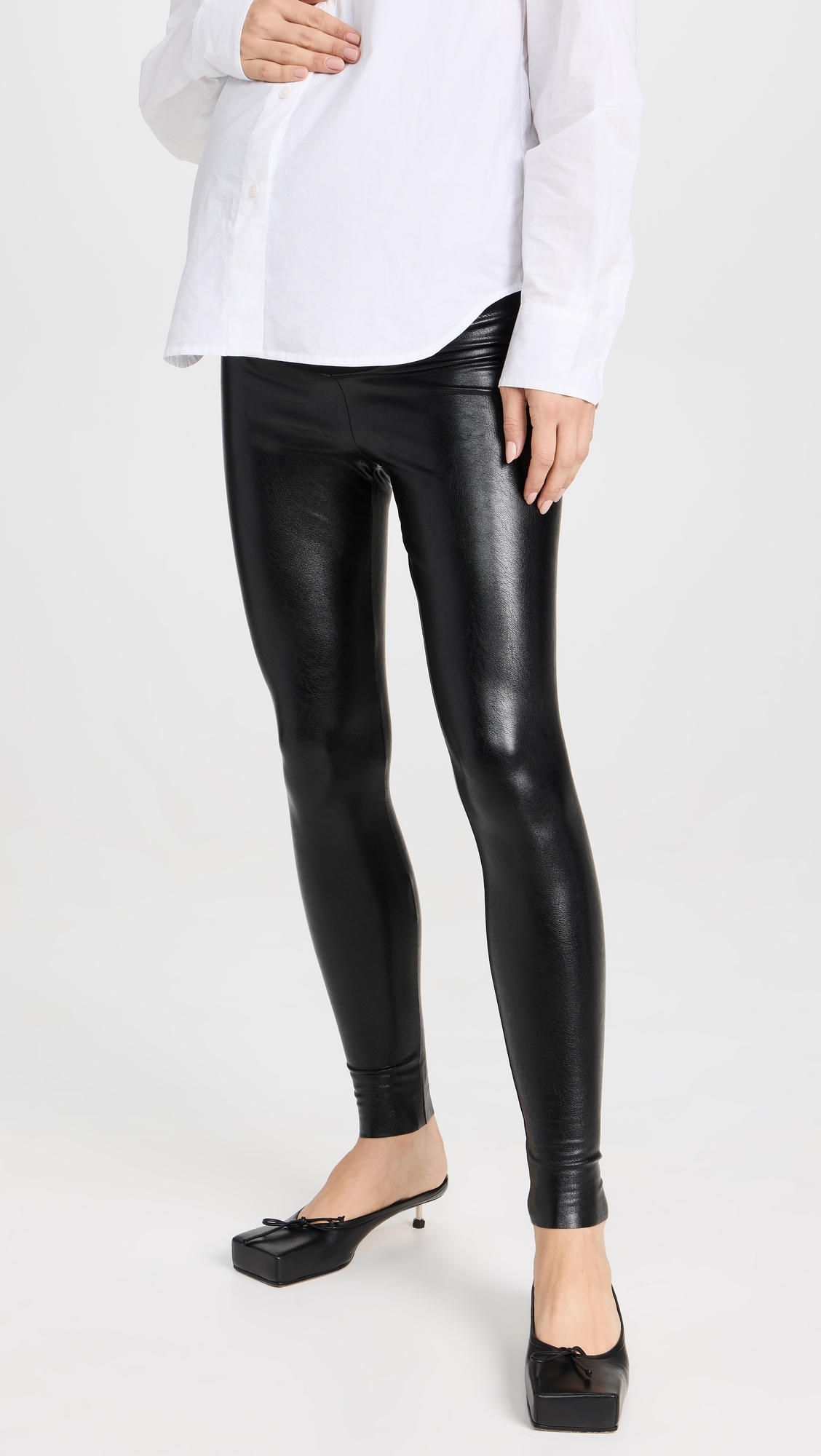 Faux Leather Maternity Leggings Black