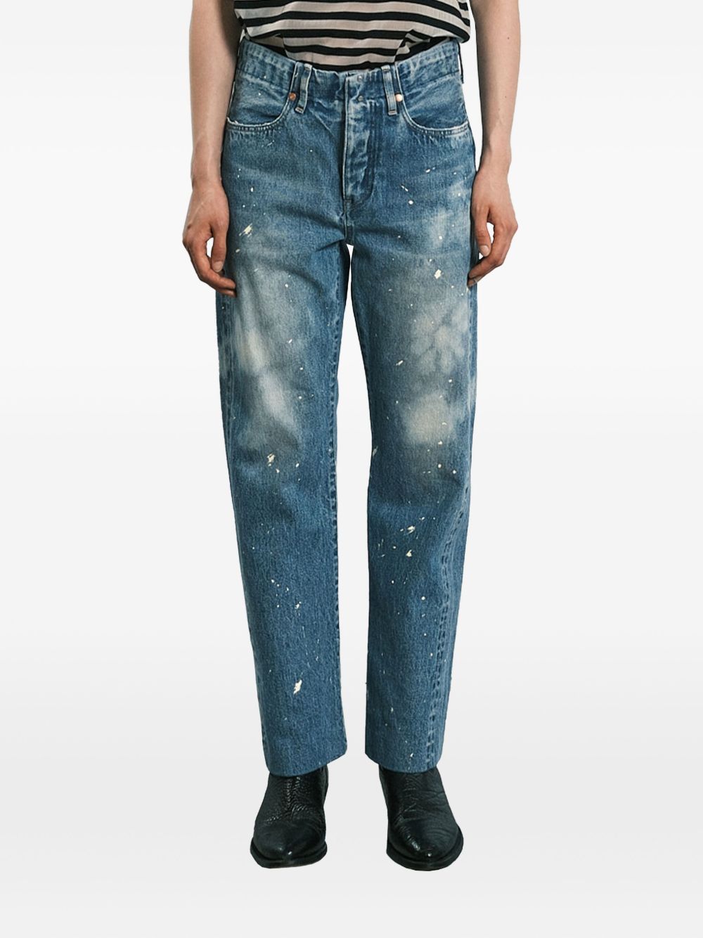 Paint-splatter five-pocket jeans - Blue
