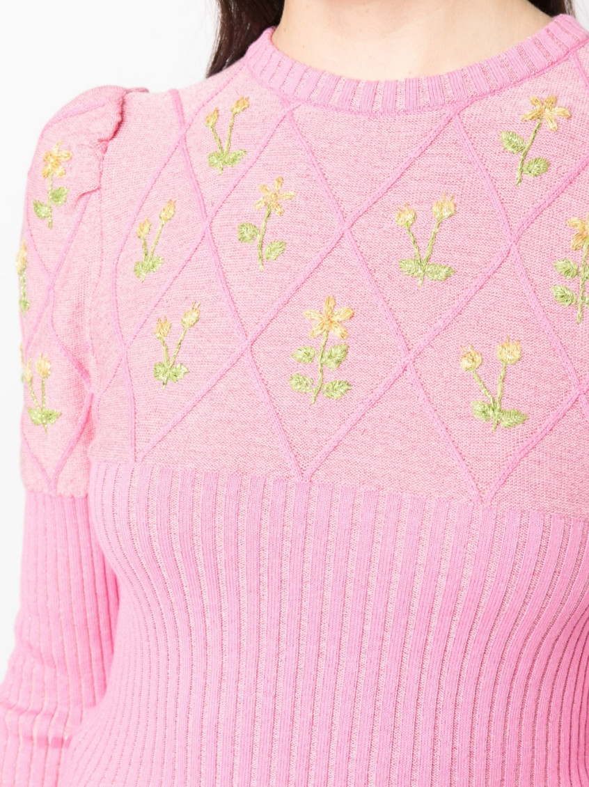 - Embroidered Glitter-cotton T-shirt