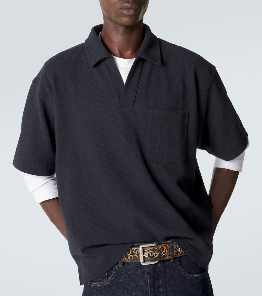 Textured cotton-blend polo shirt