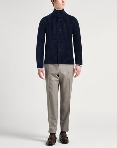 Man Cardigan Midnight blue Size M Merino Wool, Polyamide