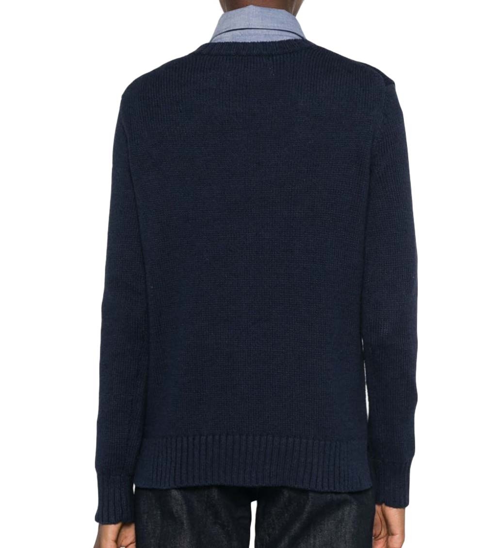 Navy Graphic Crew Neck Sweater