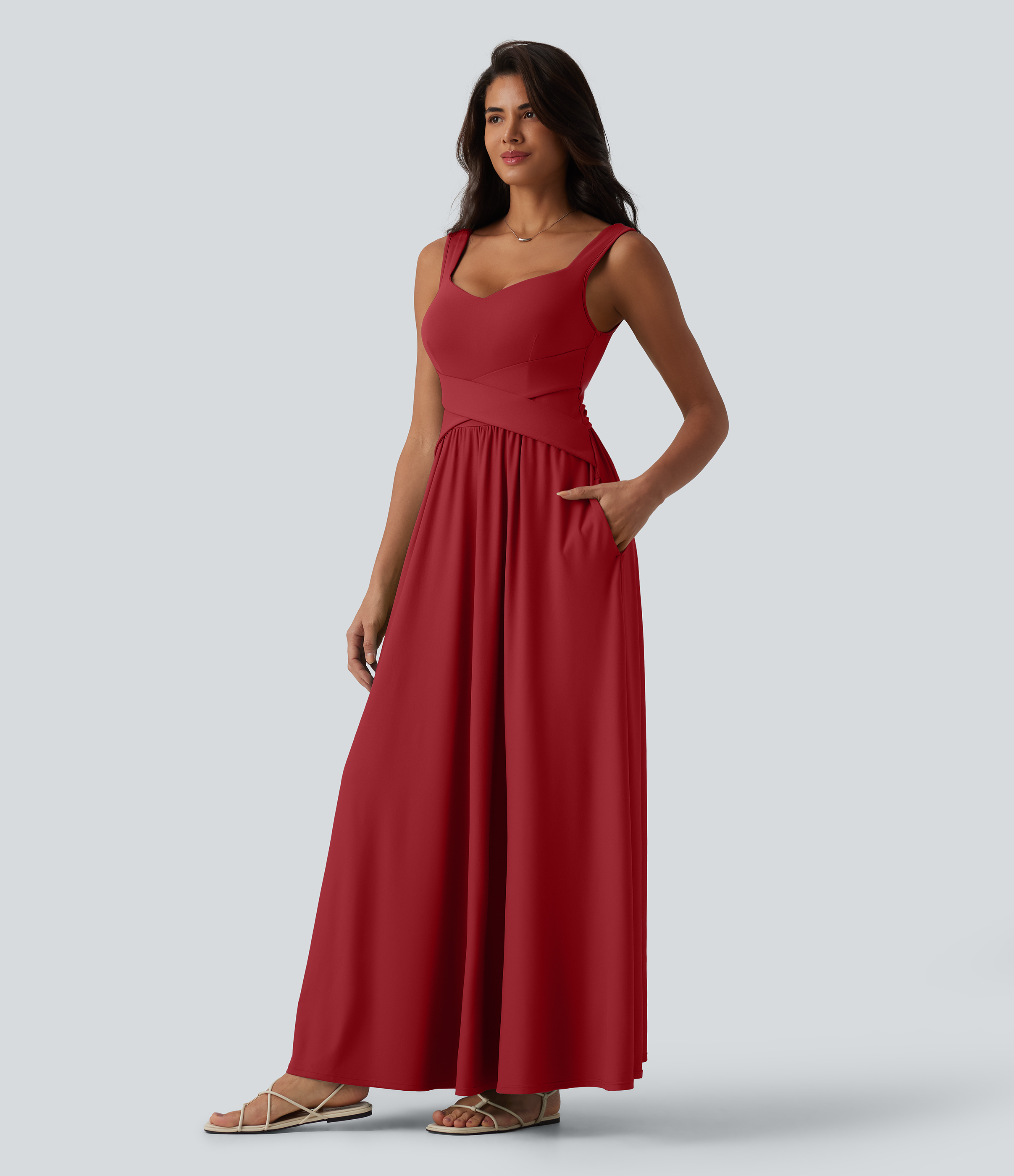 Built-in Bra Flowy Maxi Casual Dress with Pockets DD-F Casual Dress - Emboldened
