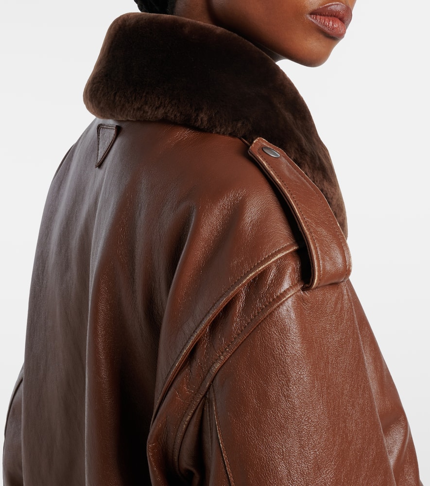 Shearling-trimmed leather jacket