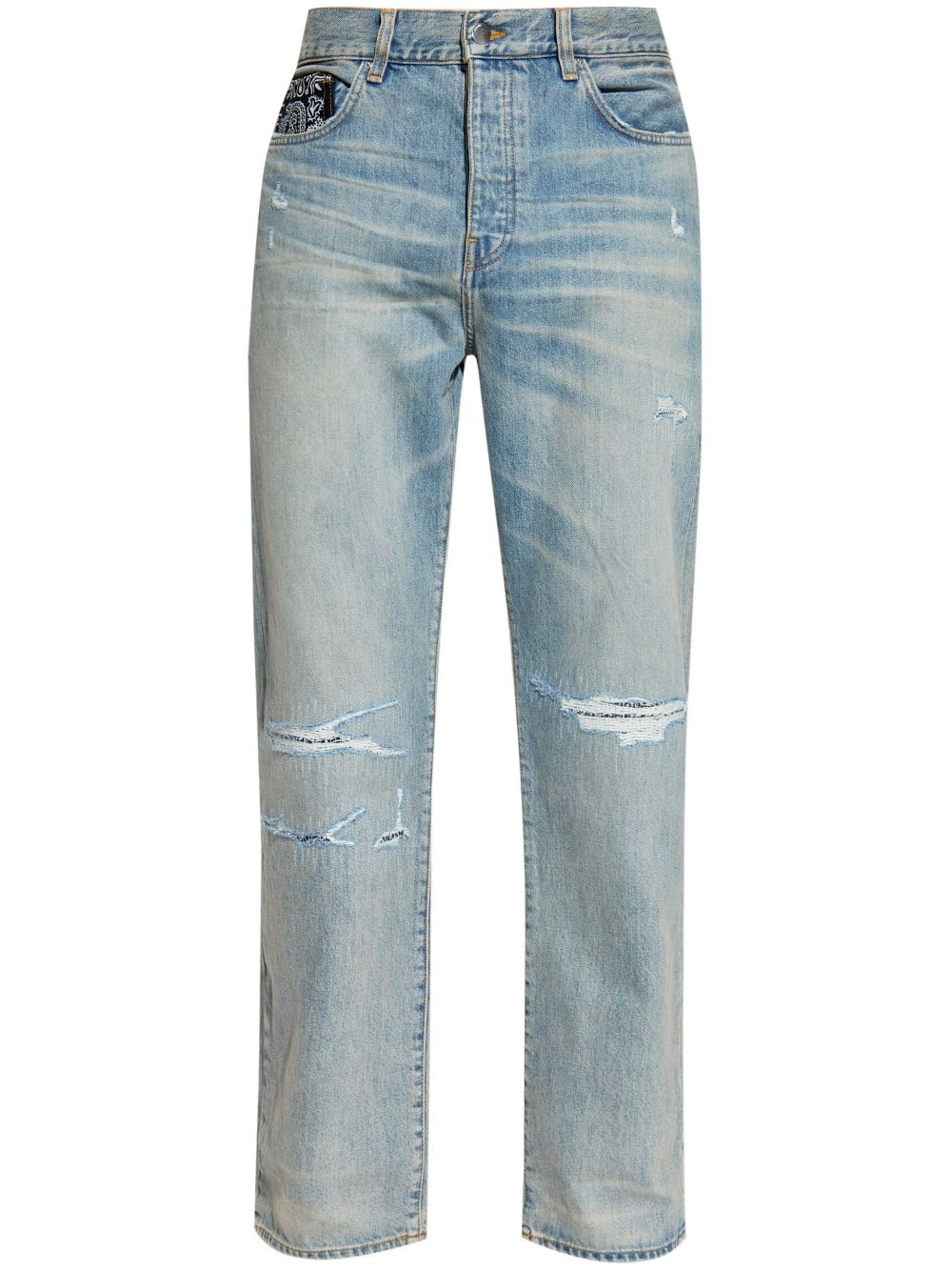 Bandana Repair mid-rise straight-leg jeans - Blue