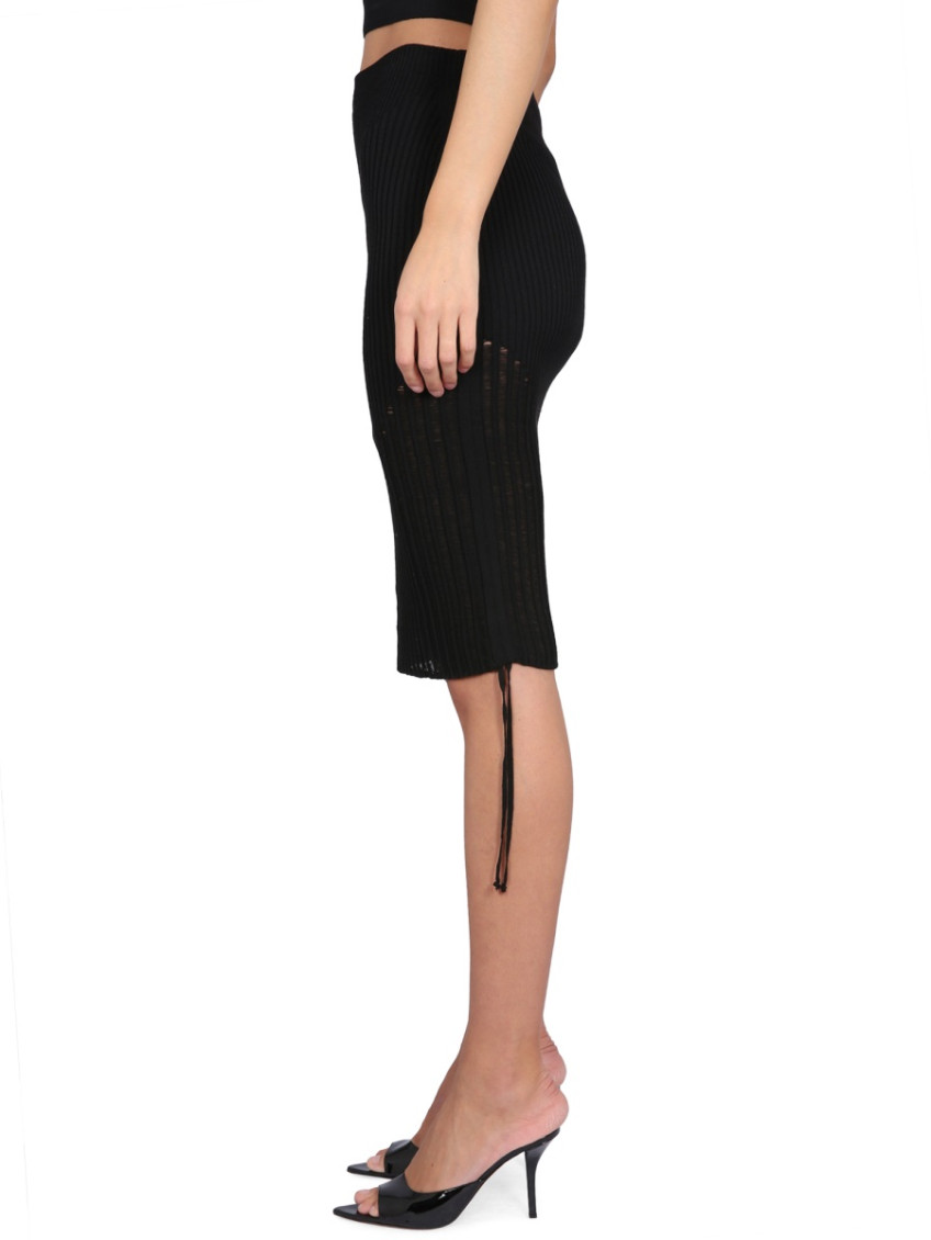Black Pleated Midi Skirt