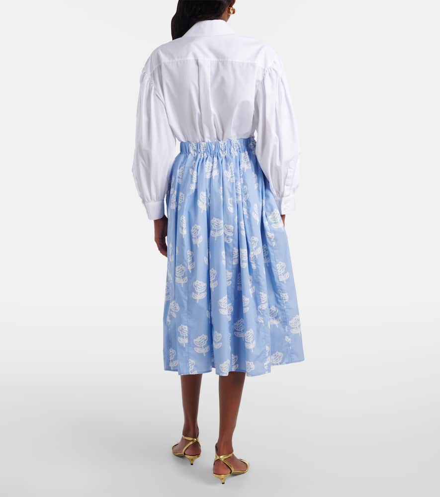 Floral cotton poplin midi skirt