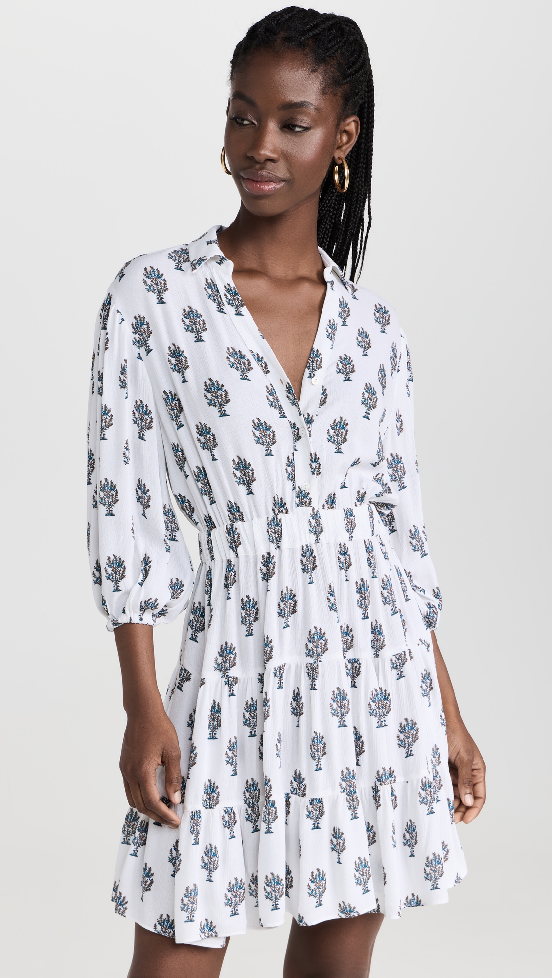 Collared Dress Blue Print