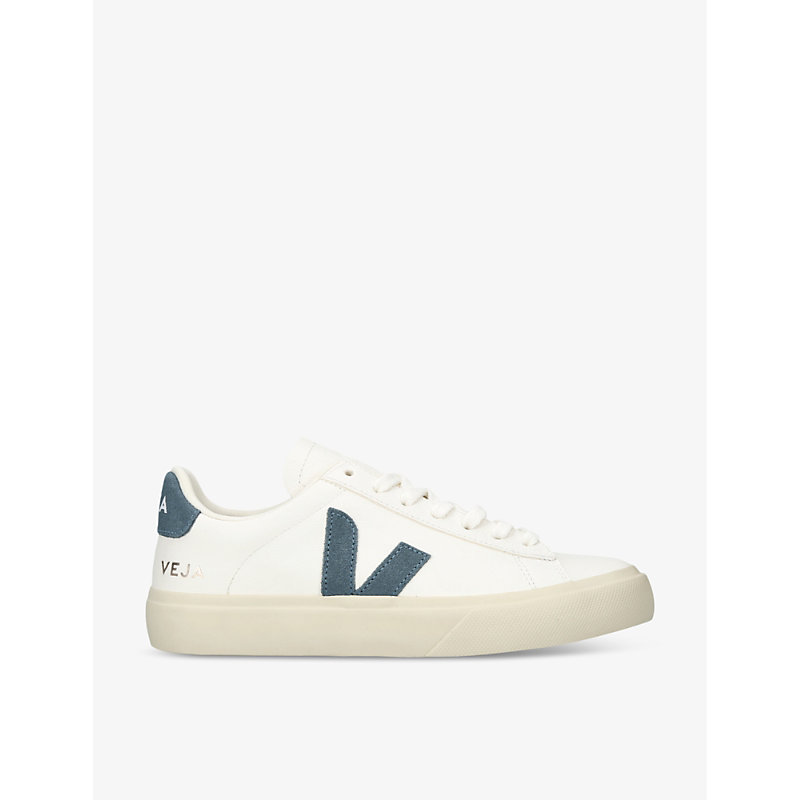 Womens White/navy Women’s Campo Leather and Suede Low-top Trainers