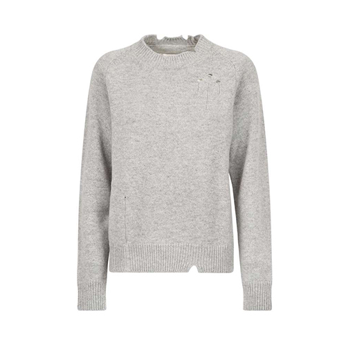 Distressed side-slit jumper - Grey