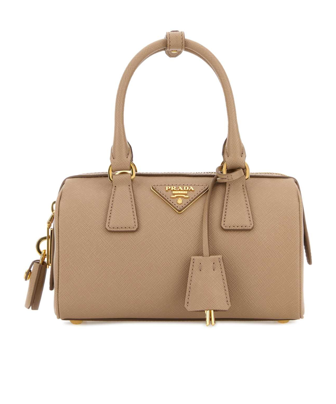 Triangle-Patch Zipped Tote Bag