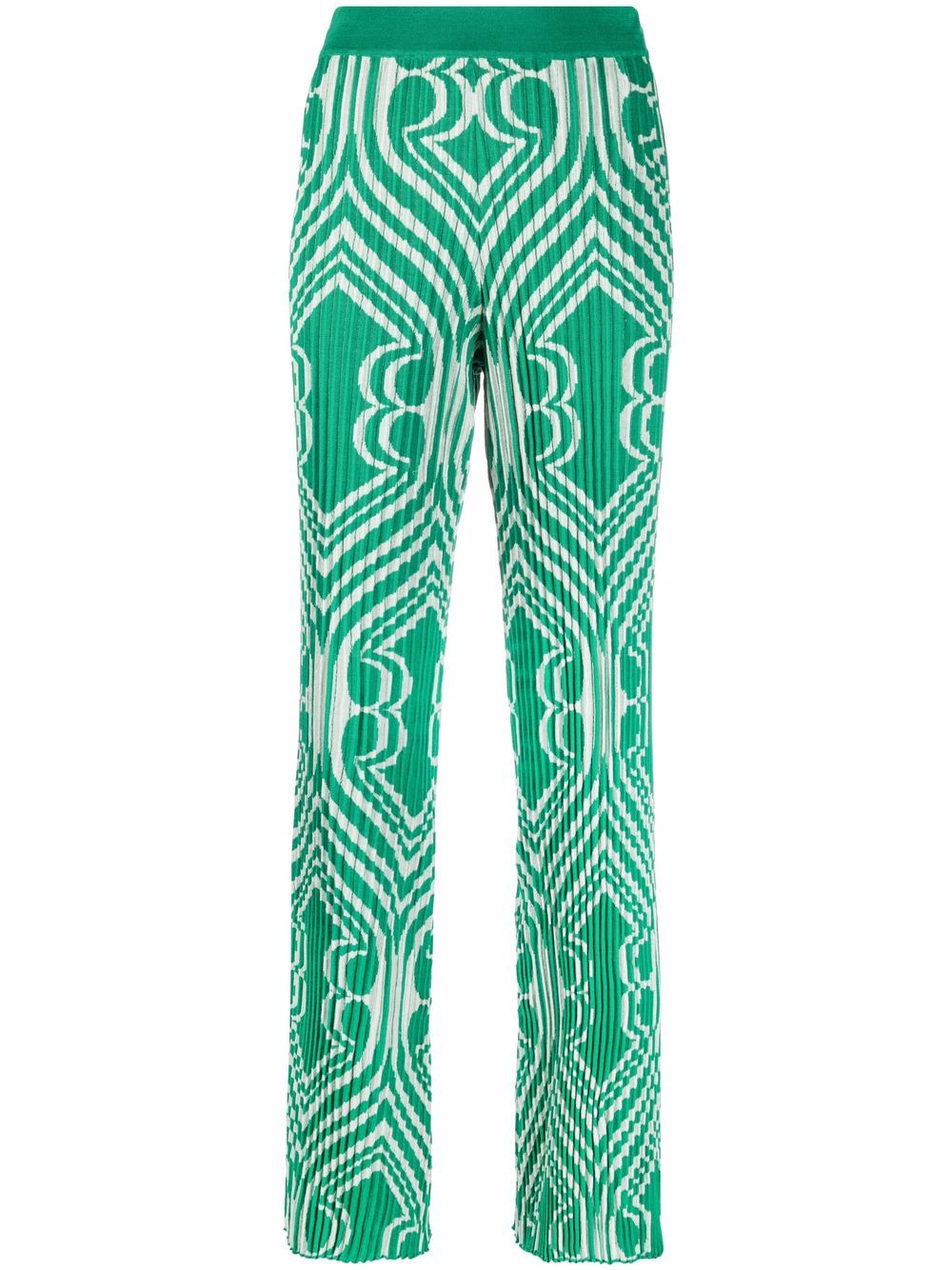 Pleated jacquard trousers - Green