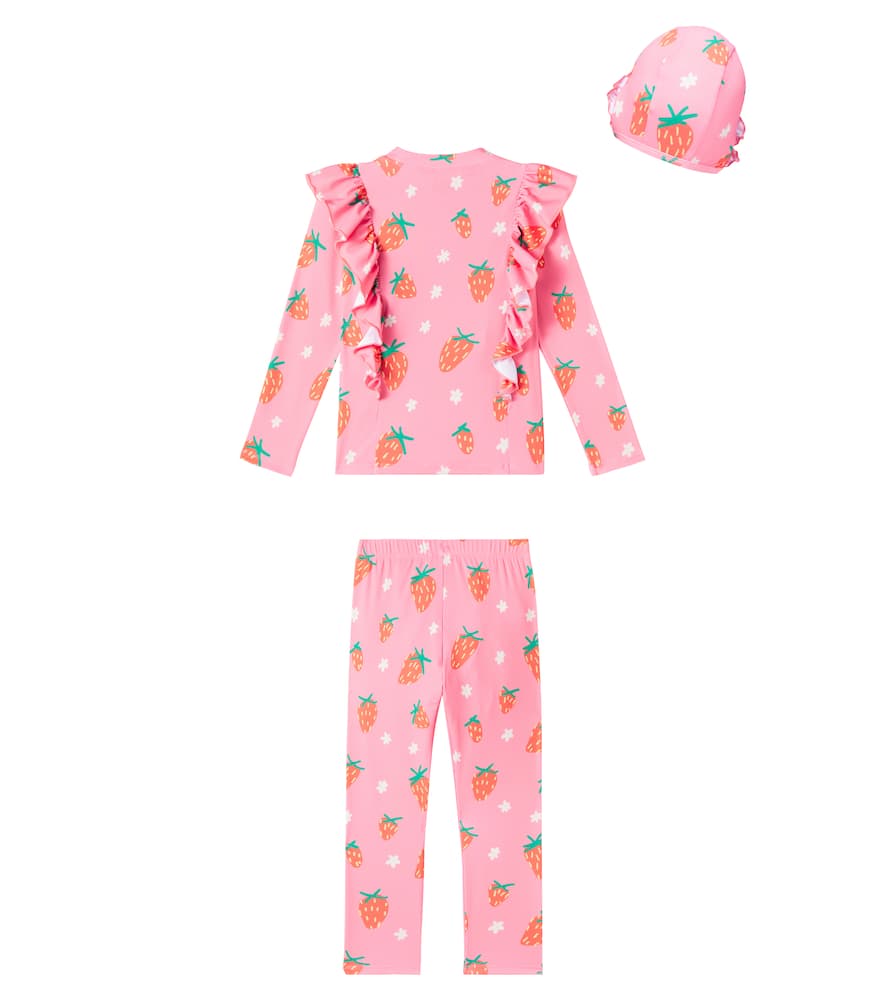 Jellymallow Strawberry ruffled swimsuit and cap set