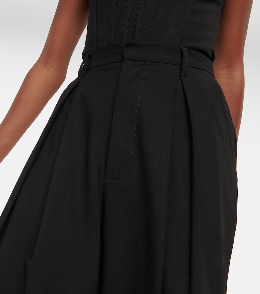 Wool-blend wide-leg pants