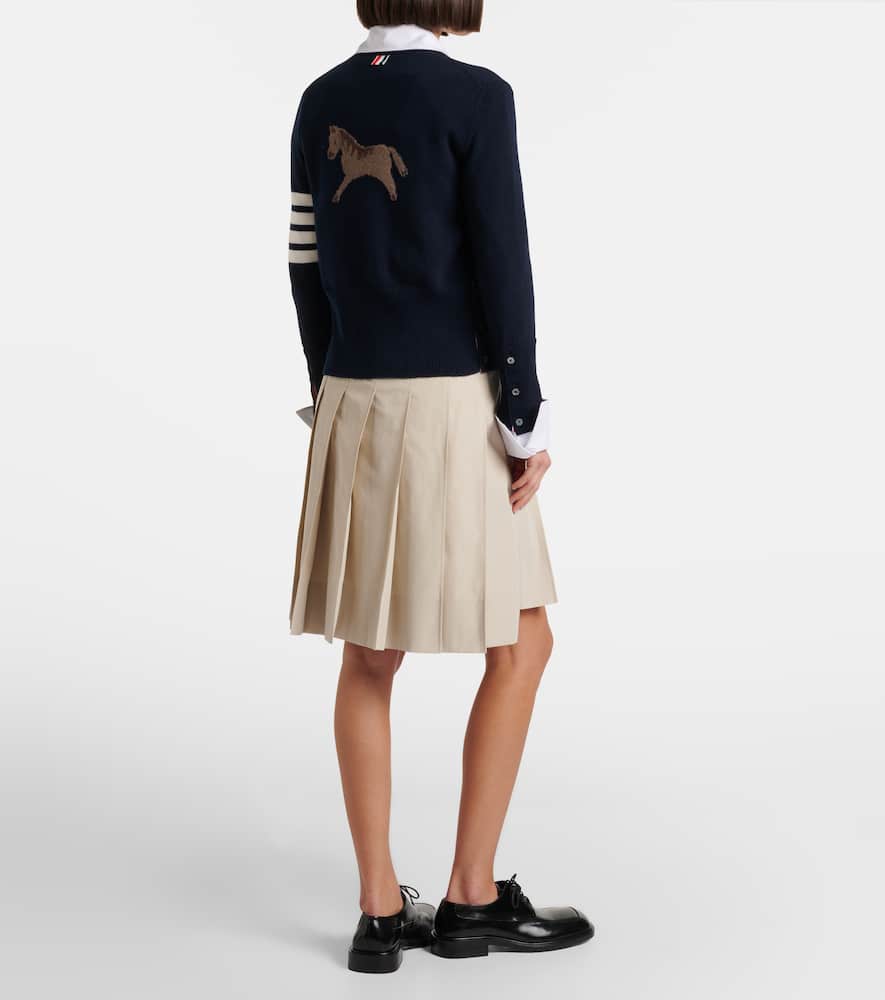 Pleated cotton twill miniskirt
