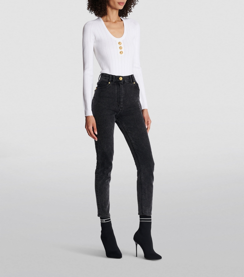 Ribbed Scoop-Neck Bodysuit