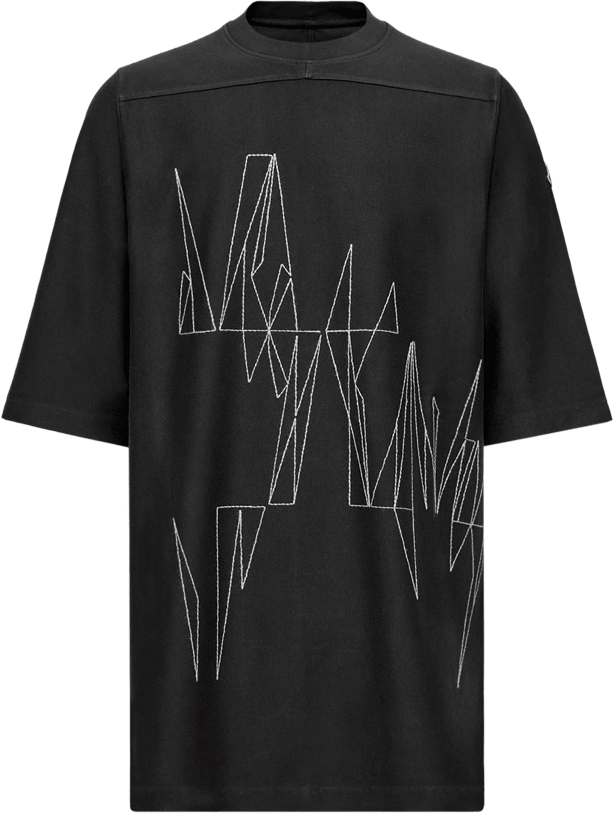 Oversized Short-Sleeved Crewneck Tee with Geocamo Detail and Embroidered Logo Patch