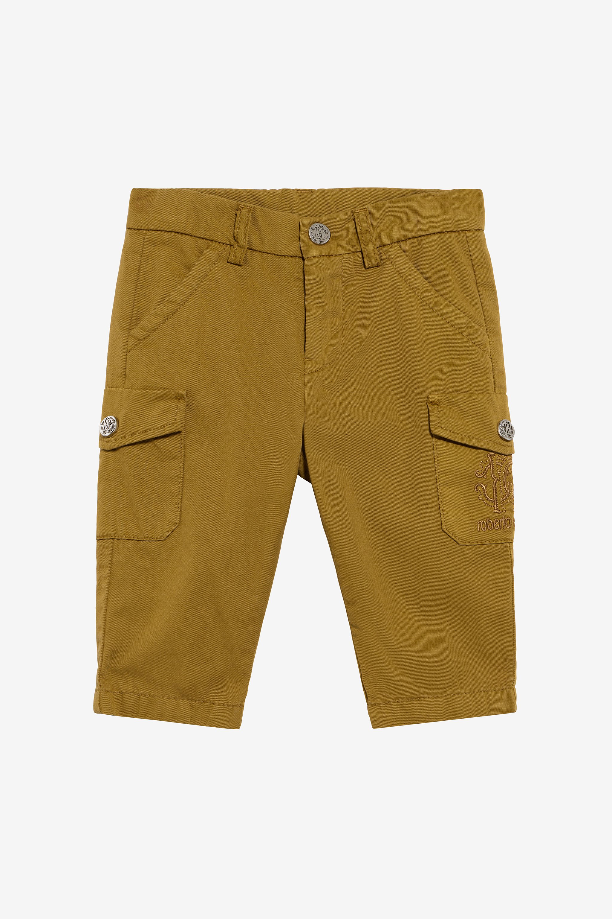 Ochre Cotton Cargo Bermuda With Monogram