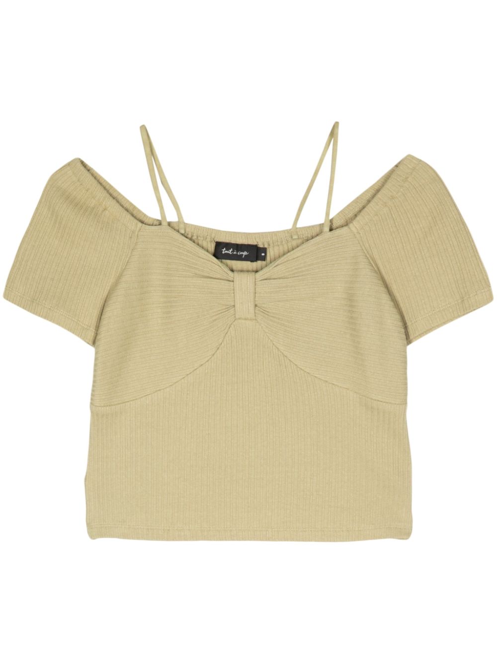 Gathered-detail ribbed crop top - Green
