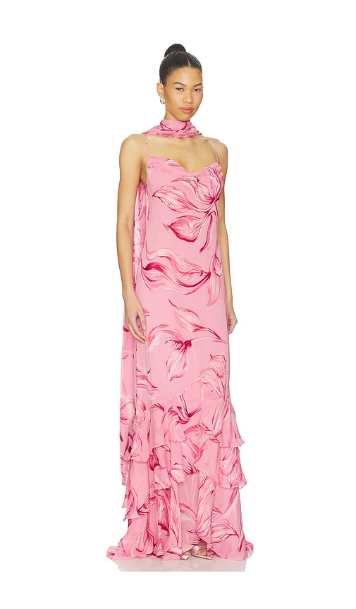 ROCOCO SAND Cowl Maxi Dress With Sash in Blush. - XXS also in S, XS, M