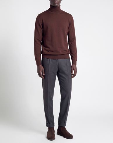 Man Turtleneck Chocolate brown Size 48 Wool
