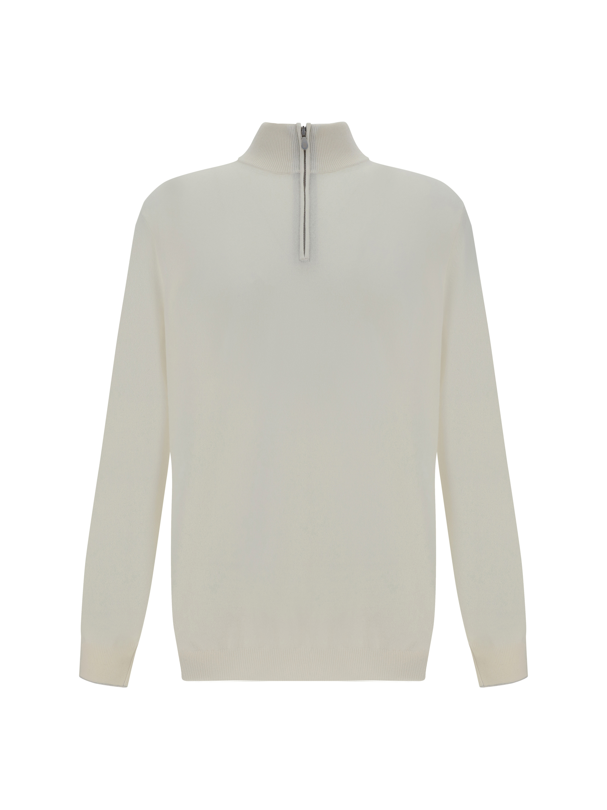 Funnel-neck cashmere polo shirt - White