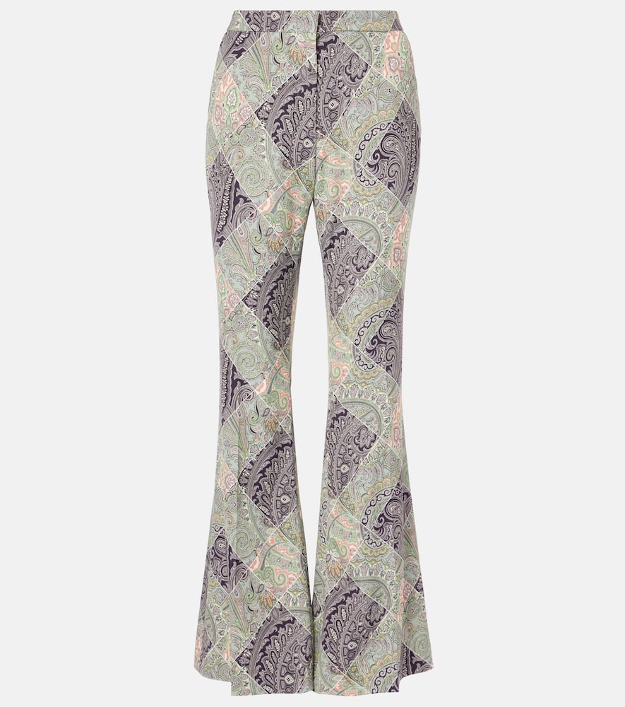 Paisley high-rise flared pants