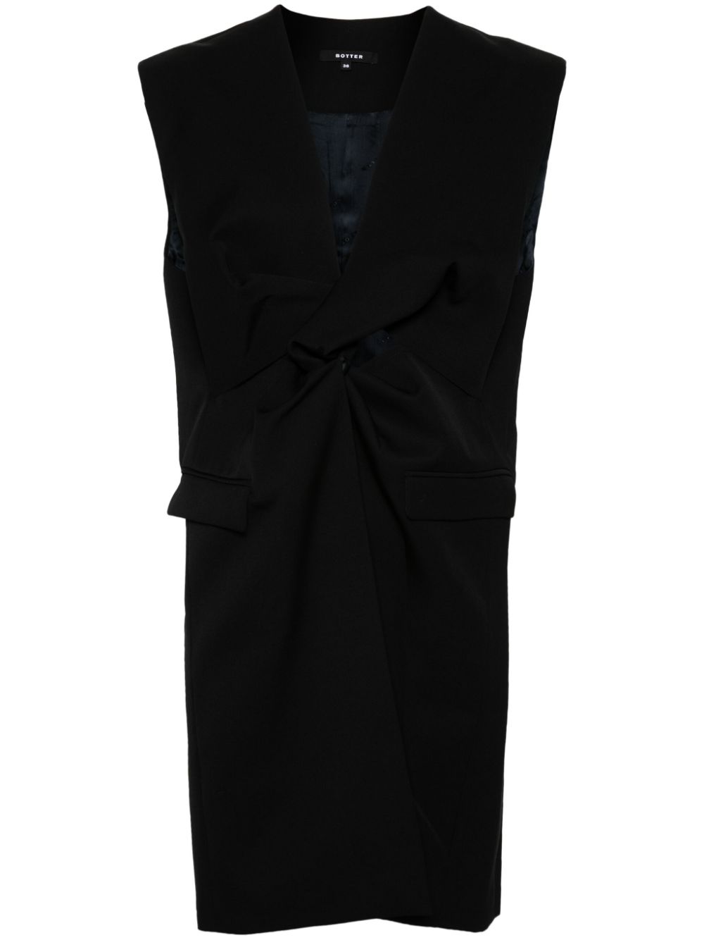 Twist-detailed virgin wool vest - Black