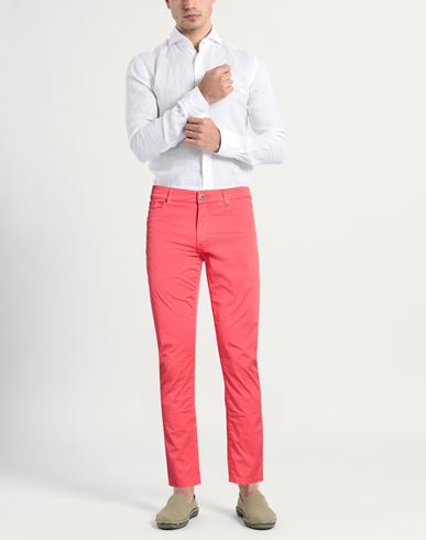 Man Pants Coral Size 35 Cotton, Elastane