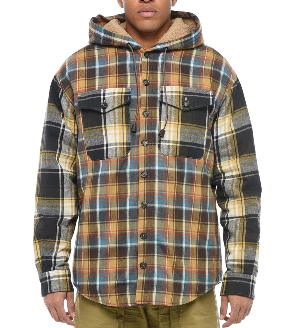 Icon check print hooded jacket