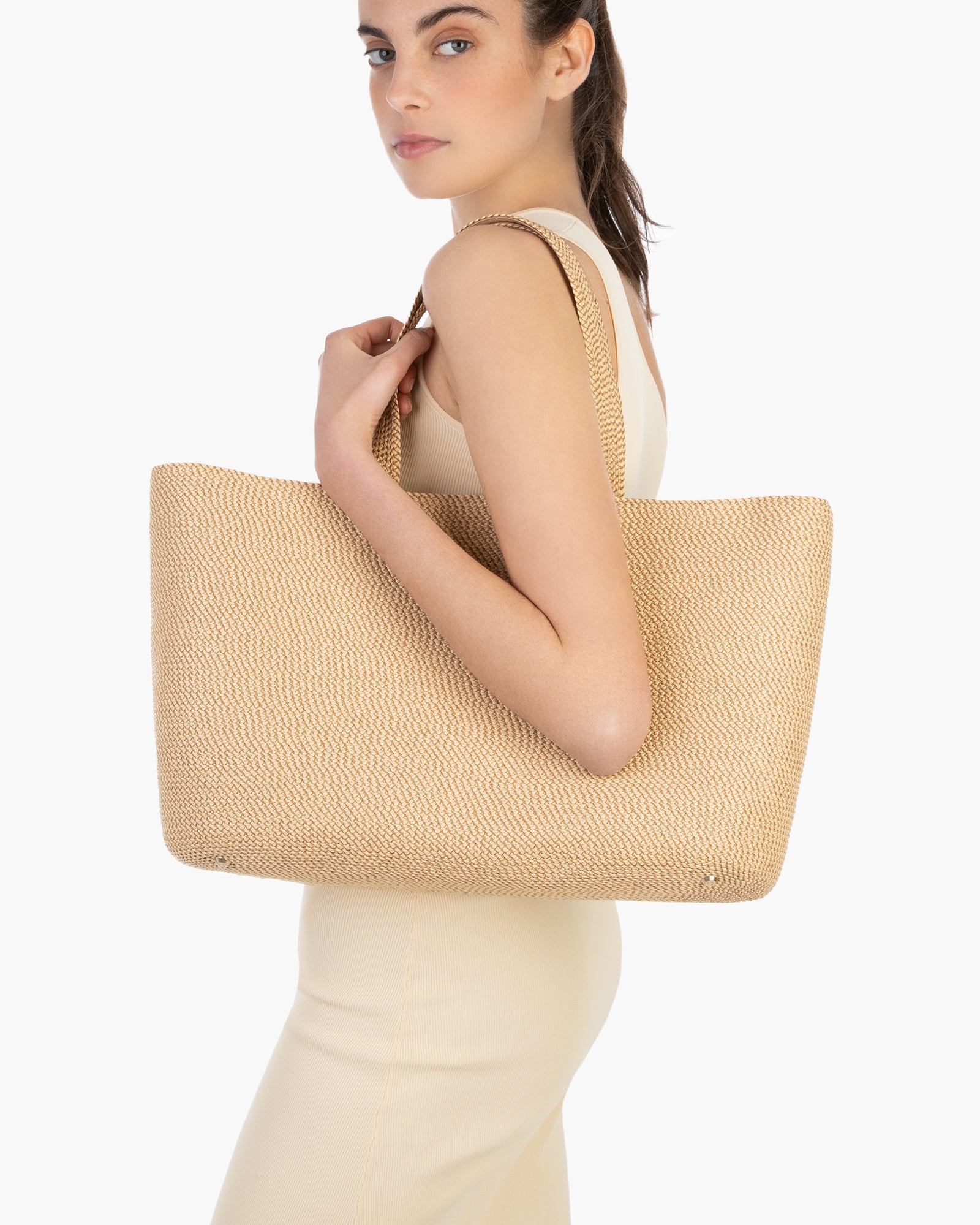 Sinclair Tote Bag - Jumbo, Water-Repellent Canvas Lining, Zip-Top Closure, Recycled Material, Original Peanut Color