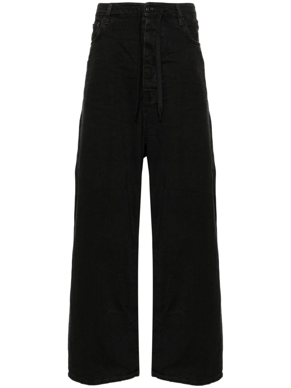 Drawstring wide-leg jeans - Black