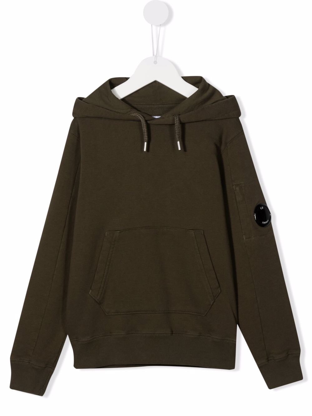Lens-detail drawstring hoodie - Green