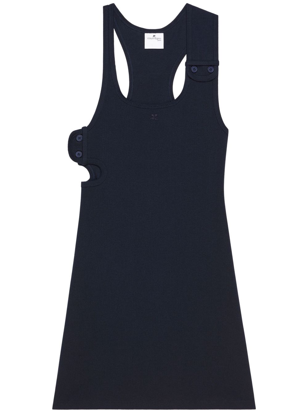 Ribbed Cotton Racerback Mini Dress — Navy