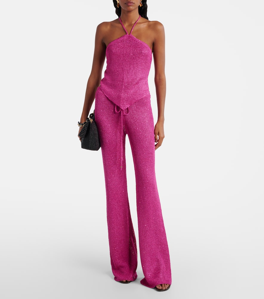 Liz knitted sequined halterneck top