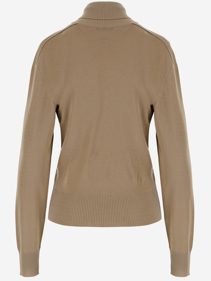 High-neck wool jumper - Brown
