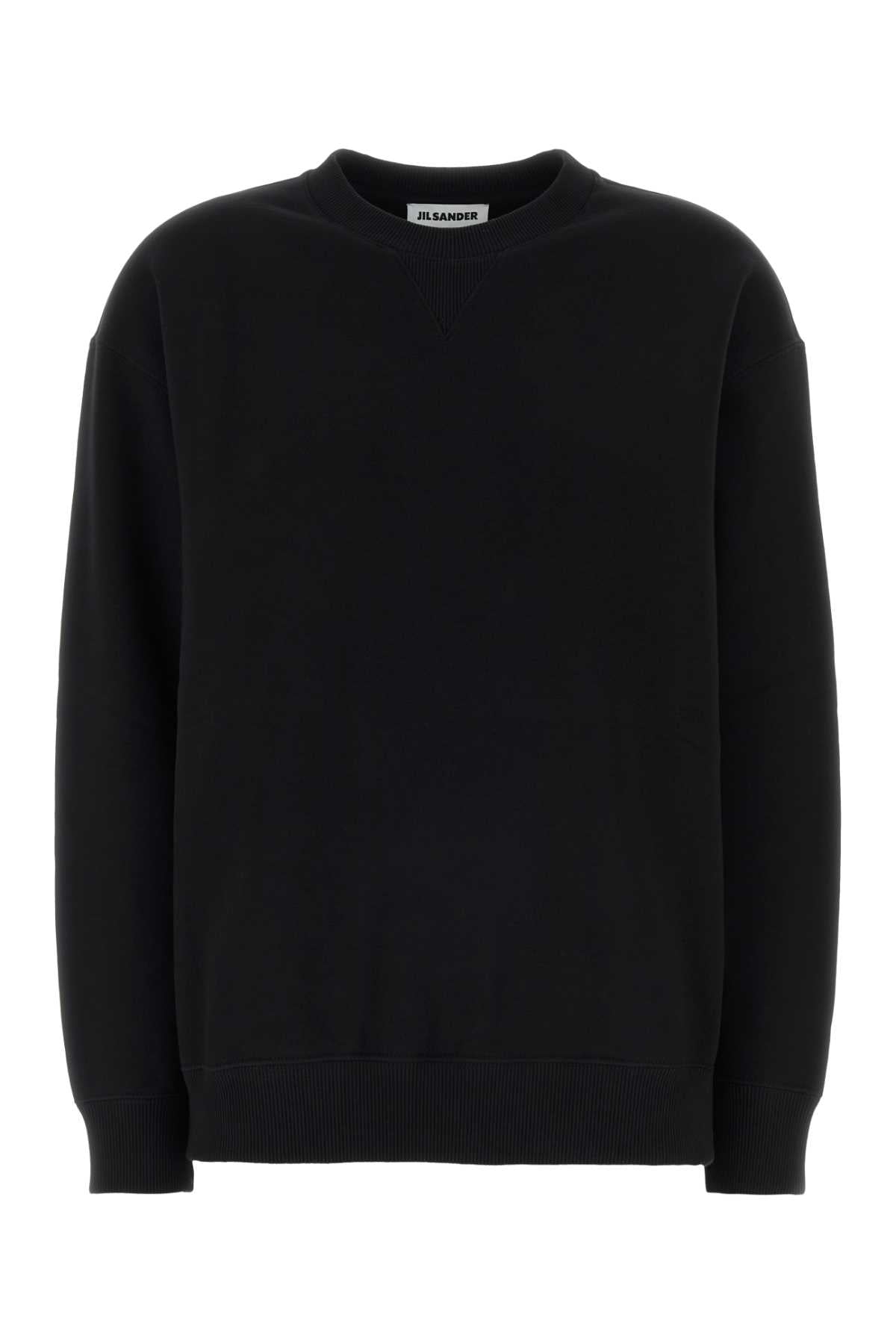 Cotton Crew-Neck Sweater — Black