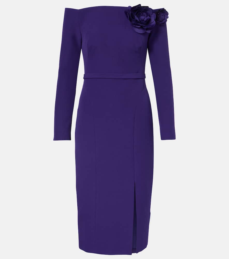 Jay floral-appliqué crêpe midi dress