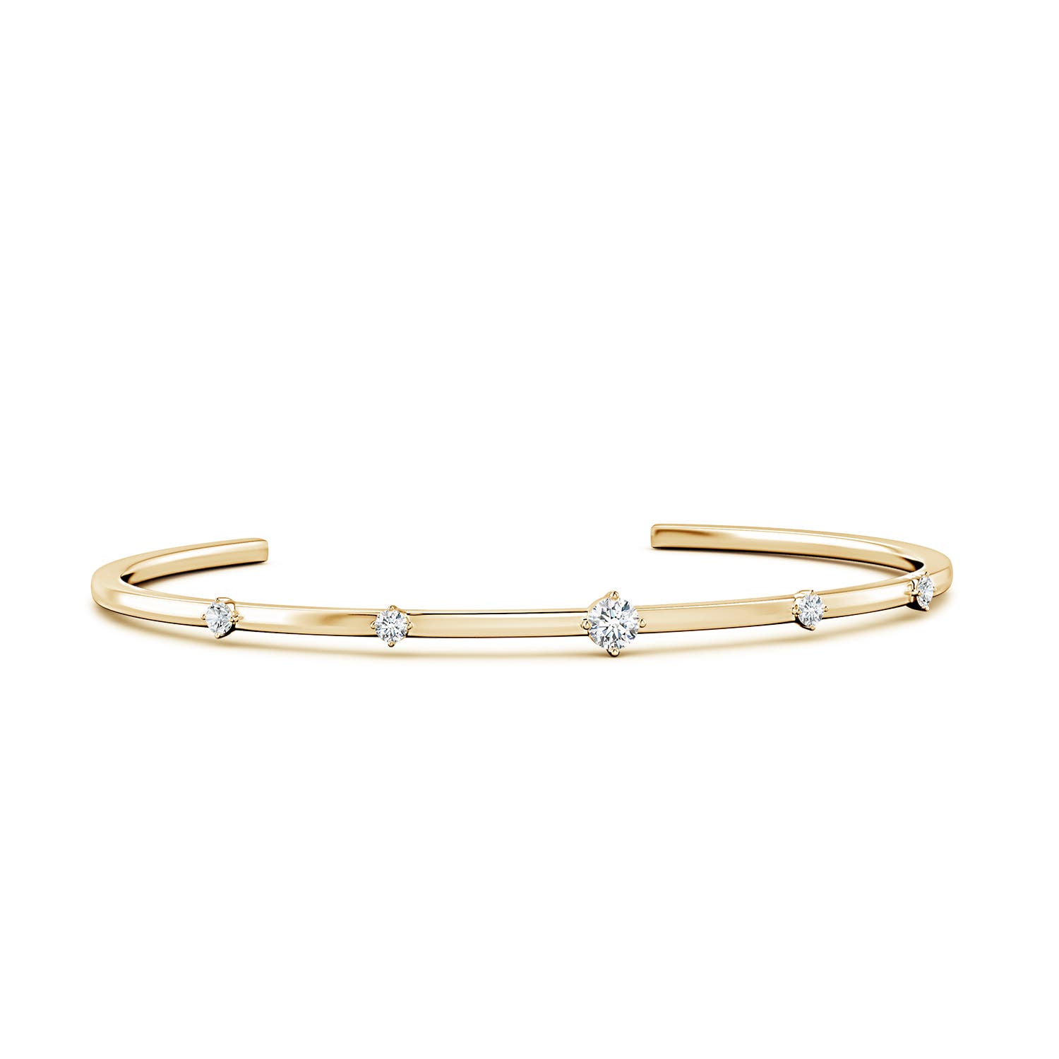 Angara 0.51 CTW Five-Stone Round Lab-Grown Diamond Station Cuff Bracelet in 18K Yellow Gold