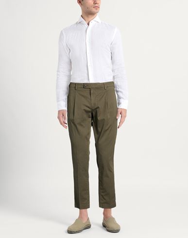 Man Pants Military green Size 35 Cotton, Elastane